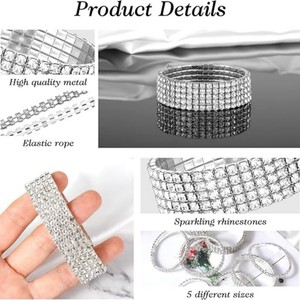 Bracelets élastiques de tennis à 5 rangées en gros d'usine <span class=keywords><strong>Bracelet</strong></span> de mariage de mariée avec chaîne de tennis extensible multicouche en strass brillant - Product Image 3