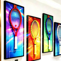 Membrana Olahraga Tenis untuk Penggemar, Dekorasi Dinding, Bingkai Pajangan Raket Tenis, Kotak Bayangan Terpasang di Dinding dengan Lampu