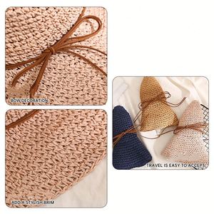 Sombrero de Playa Plegable de Paja Tejida para Verano, Sombrero de Paja de Papel Tejido a Crochet, Elegante y de Moda - Product Image 4