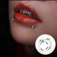 Labret en Acier Inoxydable avec Dents de Zombie, Dents de Vampire, Dents de Tigre, Design 'Demon Smile' et Piques en Forme de C, Bijou de Piercing pour Lèvres, Cercles de Lèvres, Cadeau