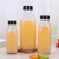 Botella de agua de vidrio reutilizable para zumos y batidos, botella cuadrada francesa de 16 onzas, para té y leche, Kombucha