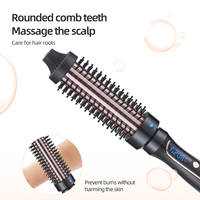 Vente directe d'usine Brosse thermique en céramique 2-en-1 38 mm Peigne coiffant Brosse ronde chauffante professionnelle pour lisser et boucler