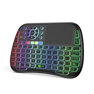 Portable Backlit 2.4Gwireless Keyboard RGB Rechargeable USB mini Keyboard with Touchpad Air Mouse Remote for Smart TV Box Laptop