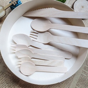 Cucchiaio Monouso con Manico Lungo, Cucchiaio in Legno, Coltello, Forchetta, Cucchiaio per Dessert, Torte e Gelato, Stoviglie Biodegradabili in Betulla - Product Image 2