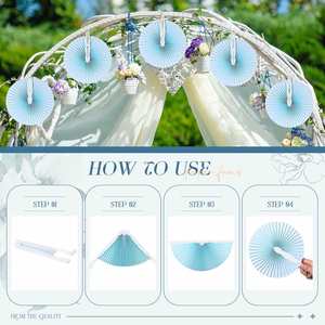 <b>Paper</b> Party Favor Guest Gift Folding Hand <b>Fans</b> Wedding Handheld <b>Fan</b> With Handles Decorative - Product Image 3
