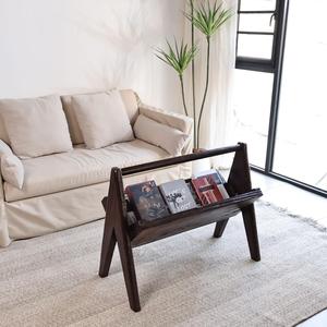 Libreria da Terra in Legno Massello Stile Wabi Sabi, Porta Riviste e Giornali <span class=keywords><strong>per</strong></span> Organizzazione e Stoccaggio in Soggiorno - Product Image 4