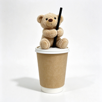Mignon mini ours en peluche pour couvercle de tasse, décoration de tasse à café, ornement de table de café, accessoire de vaisselle, vente en gros