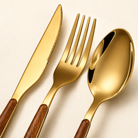 Ensemble de couverts en acier inoxydable SS410, poignée en plastique écologique, poli miroir, luxe léger, pour hôtels, restaurants, traiteurs, en gros
