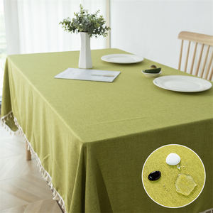 High Quality Nonwoven Waterproof Square <b>Tablecloth</b> Tassel Wrinkle-Free Floral Faux <b>Linen</b> Texture Durable Home Party Outdoor Use - Product Image 5