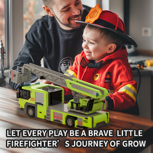 66036-38 Modèle <span class=keywords><strong>de</strong></span> <span class=keywords><strong>camion</strong></span> <span class=keywords><strong>de</strong></span> pompiers avec échelle aérienne, blocs <span class=keywords><strong>de</strong></span> construction éducatifs en plastique à assembler, 40 pièces, pour enfants, transfrontalier - Product Image 3