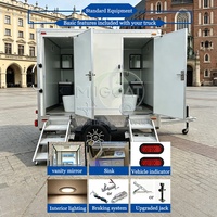 Promotion : Remorque WC Mobile 2 Postes à Essieu Unique avec Lavabo et Miroir pour Événements Extérieurs et Chantiers