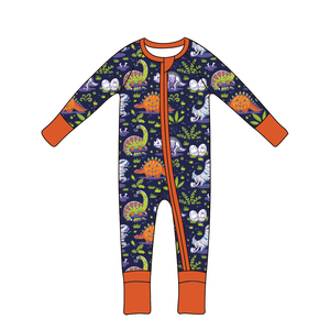 Qingli OEM personnalisé usine Spooky <span class=keywords><strong>Dino</strong></span> bébé barboteuses pour Halloween féroce et amusant dinosaures sur le thème pour petits bébés - Product Image 5
