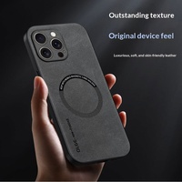 Coque de téléphone pour 17 Pro Max, Style Ins, magnétique, texture en cuir, respectueuse de la peau, housse de protection en peau de mouton