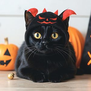 Huhumy - Gorro de Calabaza de Halloween para Gatos, Disfraz Ajustable para Mascotas, Gorro de Lana para Perros Pequeños y Medianos, para Fiestas de Halloween - Product Image 6