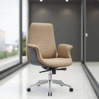 Chaise de bureau ergonomique pivotante moderne et abordable en tissu maillé et cuir, avec appui-tête et repose-pieds réglables, base en acier