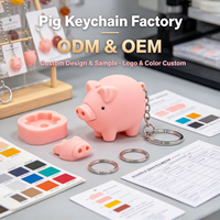 Gantungan Kunci LED Suara Babi Lucu, Senter Mini, Kartun PVC Ringan, Cetak Letterpress, Liontin Mini untuk Souvenir Promosi