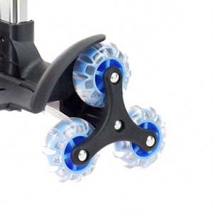 Poignée de chariot à bagages télescopique en aluminium pliable, réglable, imperméable, avec 6 roues pour escaliers, personnalisée pour cartable d'enfant - Product Image 6