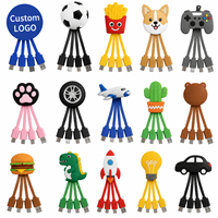 Cable de Carga 3 en 1 Personalizado para Viajes, Cable de Carga de 2.4A con Logotipo Personalizado, Cable de Carga 3 en 1 USB Tipo-C para Teléfono Celular