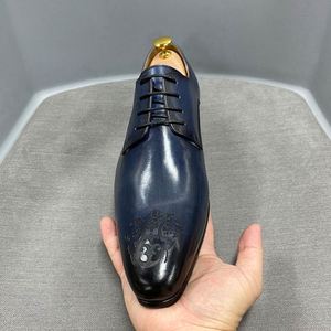 Chaussures à lacets de luxe pour hommes en cuir véritable, teintes à la main, design magnifique, fabrication artisanale, chaussures pour hommes pour la marche quotidienne en plein air - Product Image 6
