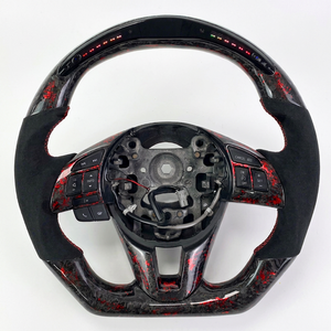 Volante de Coche Personalizado de Fibra de Carbono Forjado Rojo con LED para las Series 2, 3, 6, CX 3, 4, 5, Modelos 2013-2016 - Product Image 1