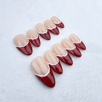 Uñas a presión uñas de almendra estilo minimalista francés irregular alta calidad reutilizable fábrica al por mayor
