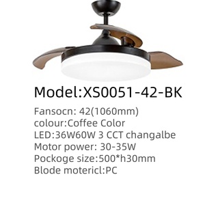 Moderno Motor DC LED Hierro Iluminación decorativa Ventilador de techo inteligente Control remoto Ventilador de techo invisible retráctil con luz - Product Image 4