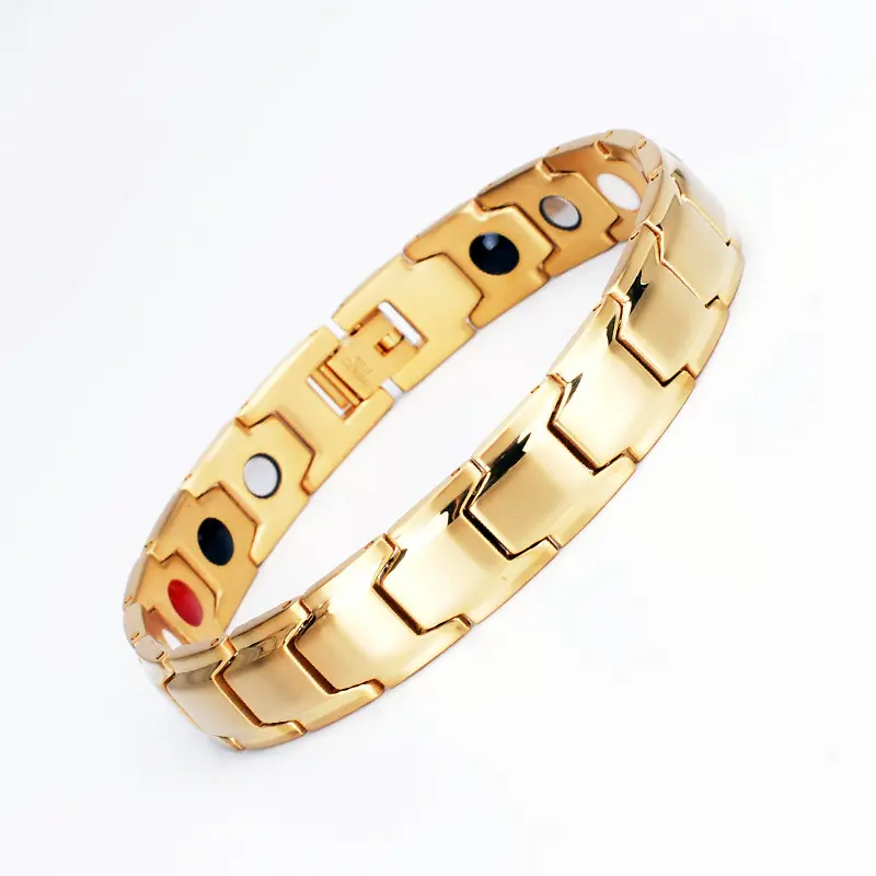 Men Women Therapeutic Energy Healing Magnetic Watch Link Bracelet Non-Tarnish IPG Gold Plating Quality Therapy Arthritis Jewelry