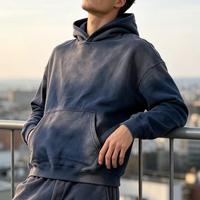 Hoodie Streetwear Acid Wash Distressed Raw Hem Custom comfort hoodie Buat Merek Sendiri