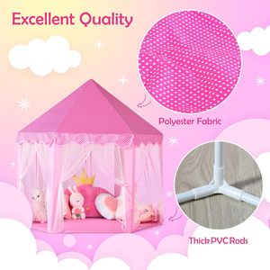 Tienda de Campaña Infantil de Princesa Rosa al por Mayor para Niñas, Casa de Juegos Hexagonal con Luces de Estrellas de Hadas y Alfombra Suave - Product Image 5
