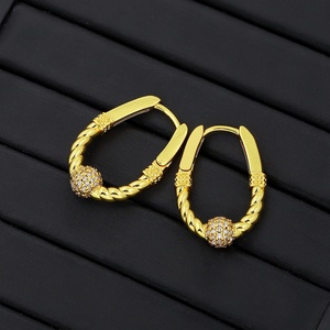 JXX Wholesale 24K Gold Plated <b>Fashion</b> Jewelry <b>Earring</b> Zircon Custom Dainty Women huggies <b>Hoops</b> <b>Earring</b> - Product Image 5