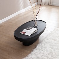 Table basse ovale de style Wabi-sabi, subtilement luxueuse, en plastique renforcé de fibre de verre, design sans cadre ; Meuble artisanal