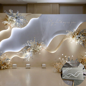 SMOOTH Modern <b>Wedding</b> <b>Backdrop</b> White Wave Shape LED Light Acrylic PVC 3D <b>Backdrop</b> Wall Panel <b>Stand</b> - Product Image 1