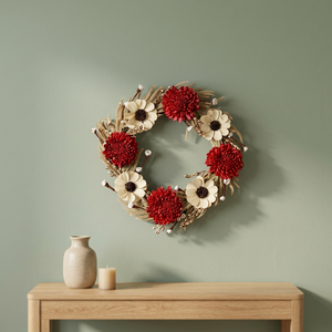 Corona Floral Rústica Hecha a Mano, Redonda, Decorativa, sin Luces, en Paquete Individual, Corona Artesanal de Alta Calidad - Product Image 1