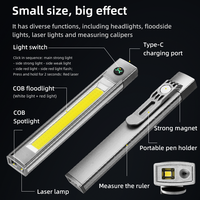 Lampe torche tactique LED super lumineuse rechargeable, pointeur laser, lumière de travail COB haute luminosité, lampe stylo portable
