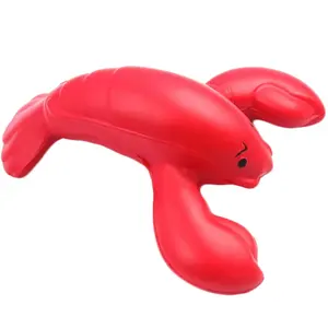 Penjualan laris pabrik bola Stress bentuk Lobster merah promosi busa PU Logo kustom bola Stress hewan lunak