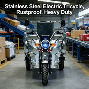 Vente directe usine – Tricycle électrique de fret <span class=keywords><strong>en</strong></span> acier inoxydable, carrosserie ouverte, capacité de charge 800 kg, puissance 1200 W, vitesse 40-45 km/h, prix bas - Product Image 2