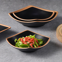 Ensemble de vaisselle en mélamine noire en vente en gros, soucoupes, ensemble d'assiettes de restaurant pour sushis, plats en mélamine en plastique incassables
