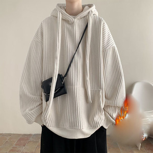 Áo thun cổ tròn chất liệu gân kẻ sọc trơn không in hình, áo thun cổ tròn chất liệu nhung tăm kẻ sọc, áo hoodie chất liệu nhung tăm kẻ sọc không in hình - Product Image 3