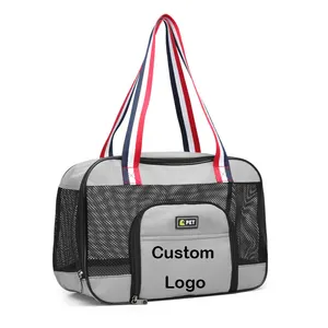 Bolsa de transporte para mascotas H021 con logotipo personalizado al por mayor, bolsa organizadora plegable para gatos, para exteriores, bien ventilada, bolsas de viaje portátiles