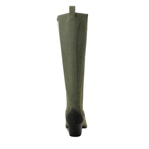 <span class=keywords><strong>Bottes</strong></span> hautes vert olive style western avec broderies <span class=keywords><strong>en</strong></span> <span class=keywords><strong>daim</strong></span>, bout pointu/bout carré, confort automne/printemps, style cowboy moderne - Product Image 5