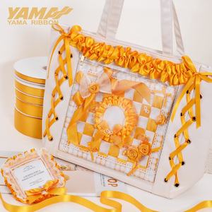 Untuk Yama stok pita 100% poliester Double Face pita Satin kuning emas ukuran 5MM 9MM 16MM 19MM 500Y 300Y 100Y/Roll untuk - Product Image 6