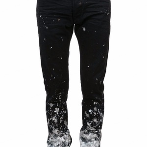 Custom Guangzhou Wholesale Branded New Style Designer High Quality Slim Fit <b>Spray</b> Paint Selvedge Men's Fashion Denim Jeans Men - Product Image 3