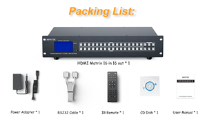 Matrice <span class=keywords><strong>HDMI</strong></span> 4K <span class=keywords><strong>16x16</strong></span> avec sortie audio Web AUX, commutateur ARVITEK prenant en charge LAN/RS232/IR/APP, compatible avec un rack 2U - Product Image 2