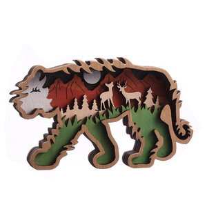 DIY <strong>Wooden</strong> Carved Animal Creative Home Decoration Items, Holiday <strong>Wooden</strong> <strong>Multi</strong>-layer Hollowed-out Decorative Items. - Product Image 1