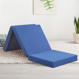 Tri Folding <strong>Mattress</strong> with Storage Bag 4" <strong>Foldable</strong> <strong>Mattress</strong> Foam Topper <strong>Floor</strong> Cot <strong>Mattress</strong> Guest Bed with Machine Washable Cover - Product Image 3