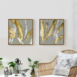 Impression d'art abstrait minimaliste moderne avec plumes, <span class=keywords><strong>aquarelle</strong></span> sur toile, 60x60cm, décoration murale intérieure - Product Image 6