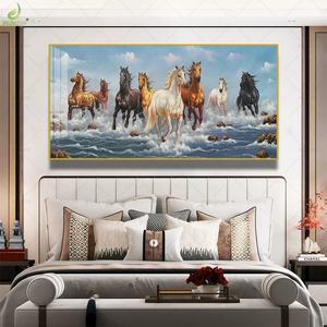 Cuadro Colgante de Lujo para Sala de Estar, Arte de Pared para Oficina, Pinturas de Porcelana de Cristal, Siete Caballos, Animales, Venta Caliente, Personalizado - Product Image 1