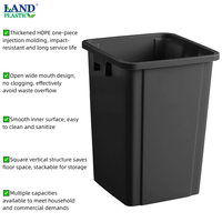 Poubelle carrée à ouverture supérieure en HDPE à parois épaisses, anti-odeurs, 50L-100L, 80L sans couvercle, pour la maison, le bureau, l'usage commercial et la salle de bain