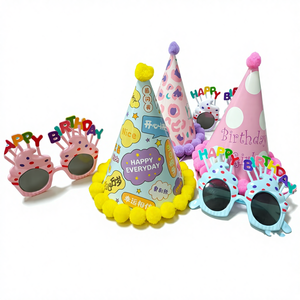 रंगीन हस्तनिर्मित कागज और प्लास्टिक हैट ग्लास नई पार्टी की सजावट बाल जन्मदिन की फोटोग्राफी के लिए - Product Image 3