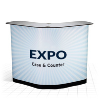 Comptoir d'exposition portable pliable en aluminium et polyester, imprimé sur mesure, pour salon professionnel et promotion